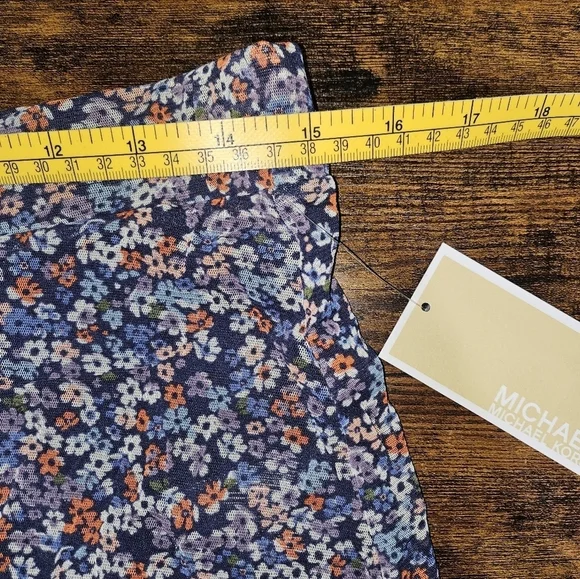 Michael Kors Blue Coral Floral Long Women's Skirt Lined Medium - Picture 7 of 11